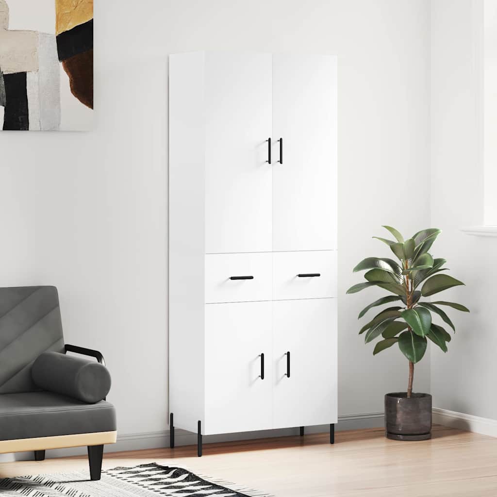 Visoka komoda bijela 69,5x34x180 cm konstruirano drvo