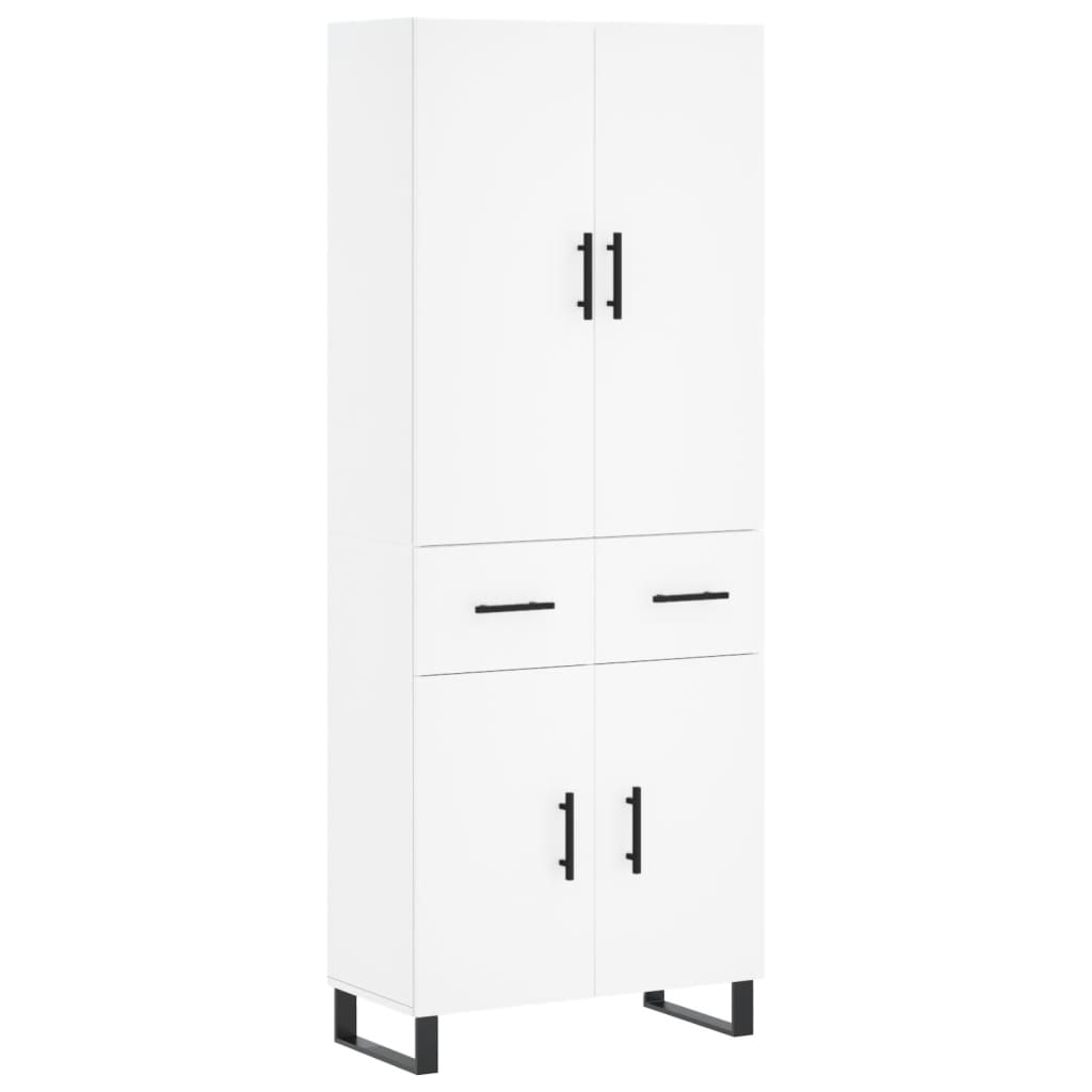 Visoka komoda bijela 69,5x34x180 cm konstruirano drvo