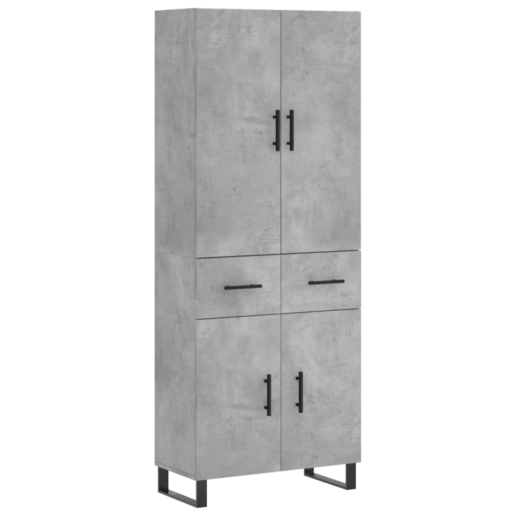Visoka komoda siva betona 69,5x34x180 cm od konstruiranog drva