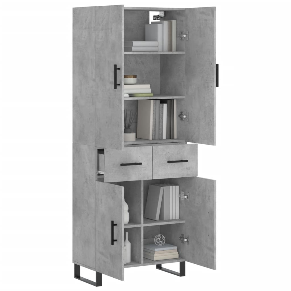 Visoka komoda siva betona 69,5x34x180 cm od konstruiranog drva