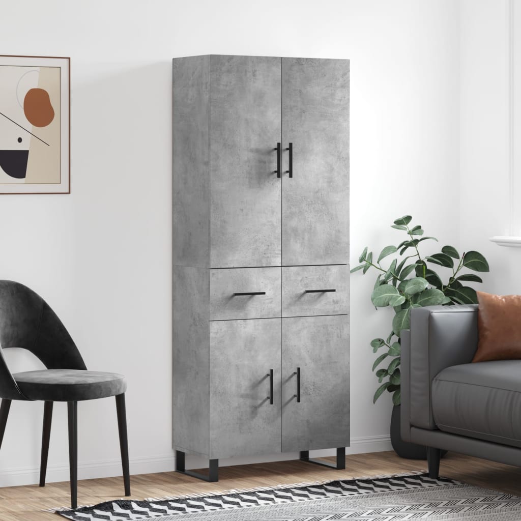 Visoka komoda siva betona 69,5x34x180 cm od konstruiranog drva