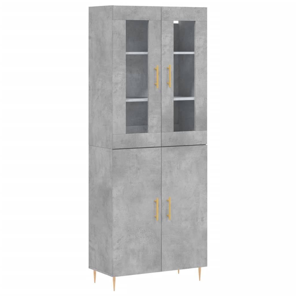 Visoka komoda siva betona 69,5x34x180 cm od konstruiranog drva