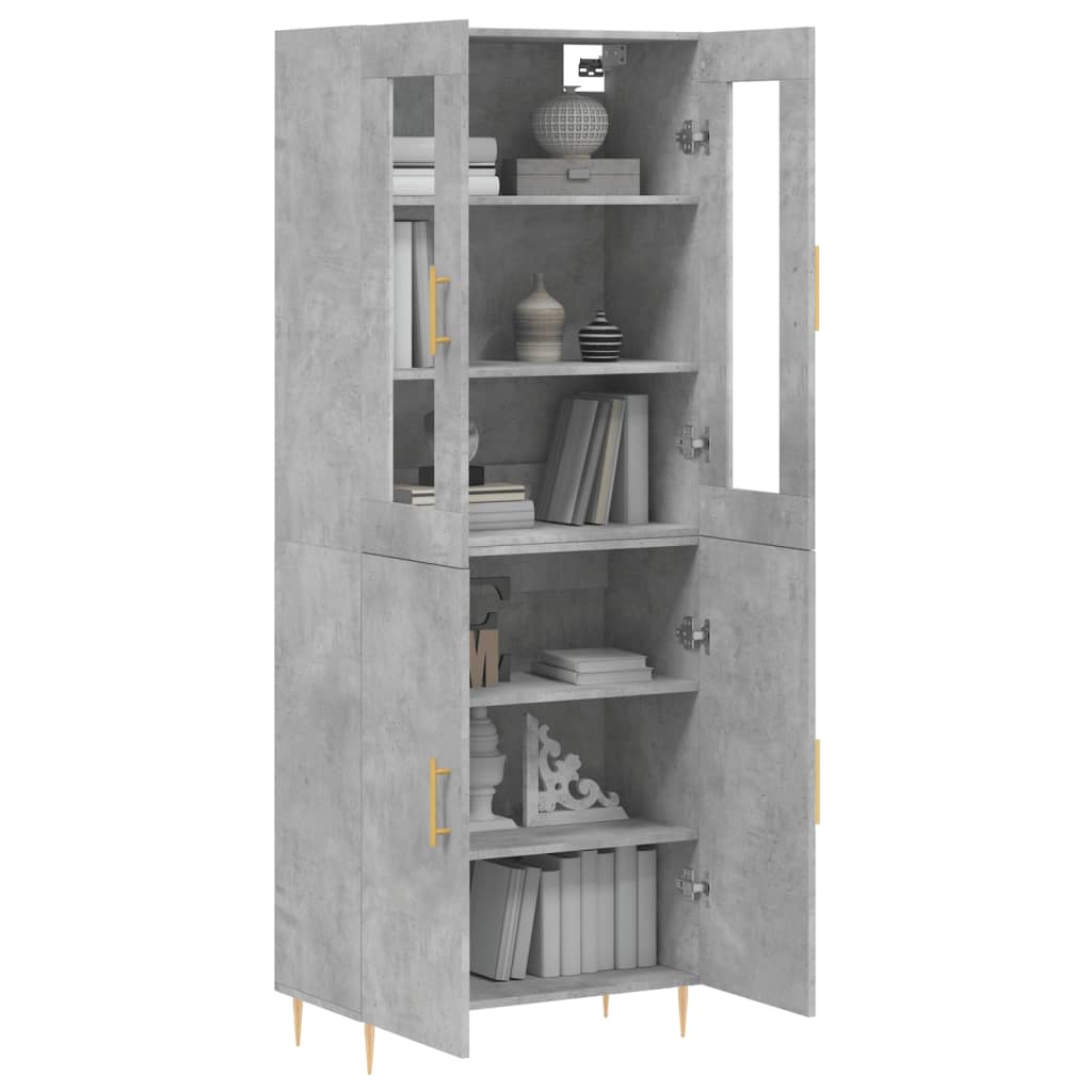 Visoka komoda siva betona 69,5x34x180 cm od konstruiranog drva