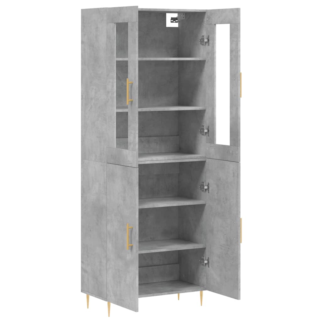 Visoka komoda siva betona 69,5x34x180 cm od konstruiranog drva