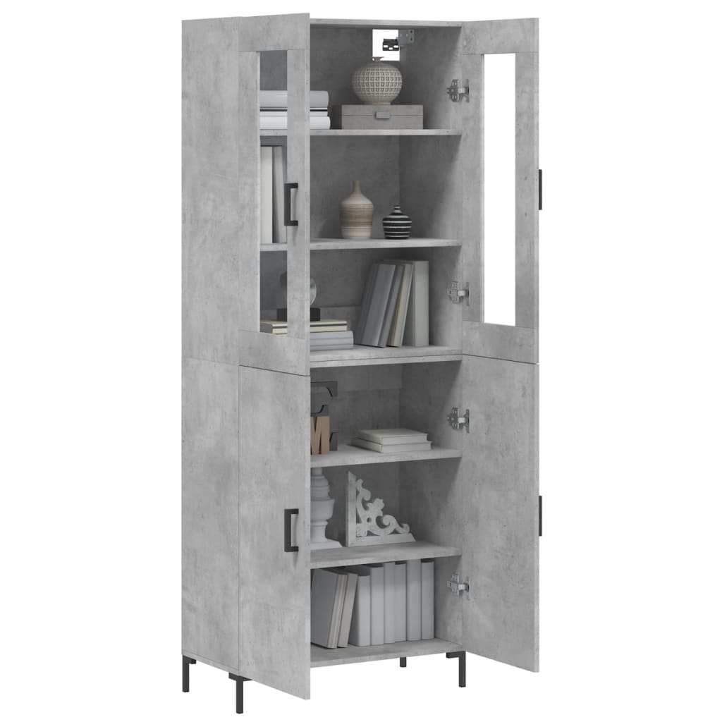 Visoka komoda siva betona 69,5x34x180 cm od konstruiranog drva