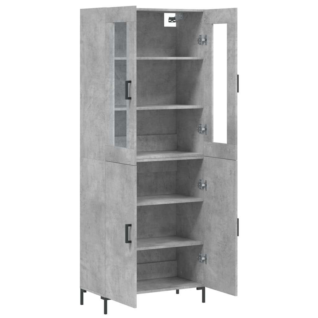 Visoka komoda siva betona 69,5x34x180 cm od konstruiranog drva