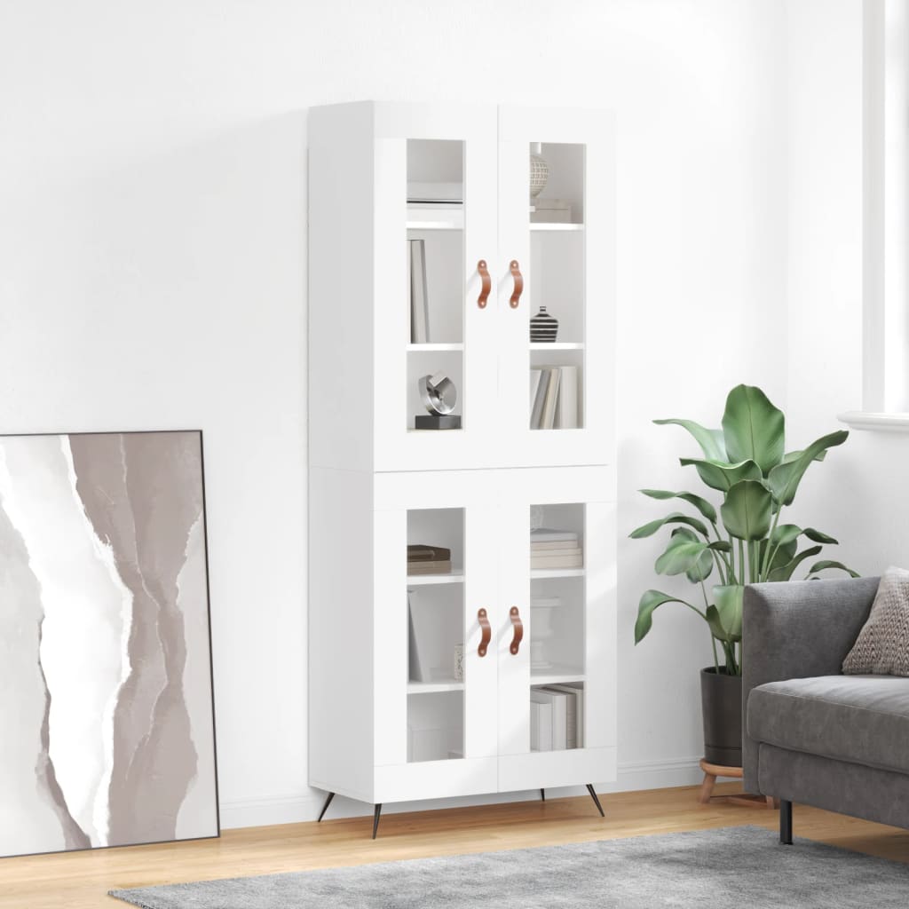 Visoka komoda bijela 69,5x34x180 cm konstruirano drvo