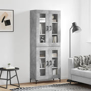 Visoka komoda siva betona 69,5x34x180 cm od konstruiranog drva