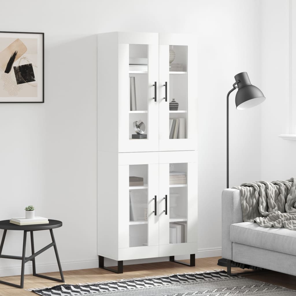 Visoka komoda bijela 69,5x34x180 cm konstruirano drvo