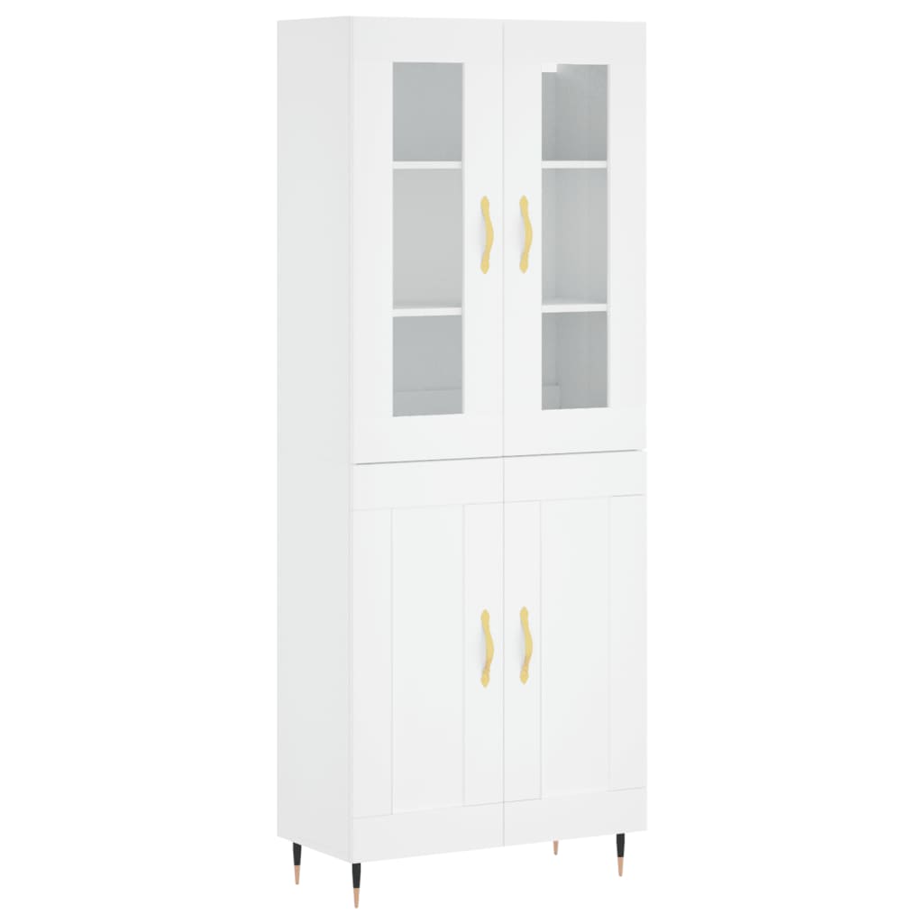 Visoka komoda bijela 69,5x34x180 cm konstruirano drvo