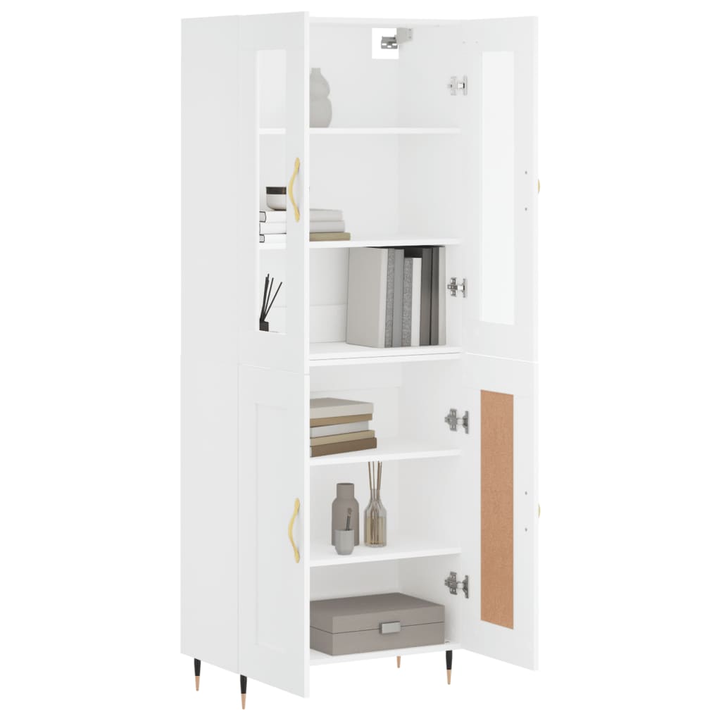 Visoka komoda bijela 69,5x34x180 cm konstruirano drvo