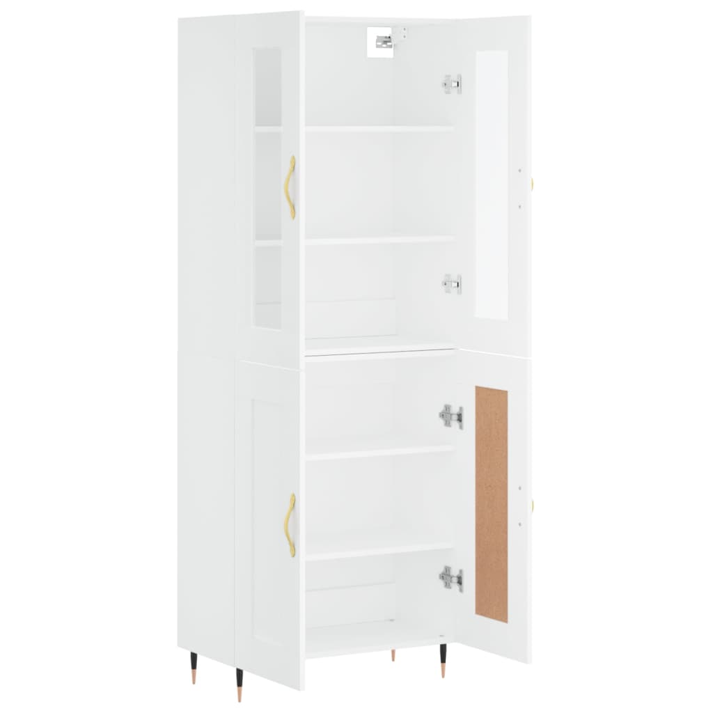 Visoka komoda bijela 69,5x34x180 cm konstruirano drvo