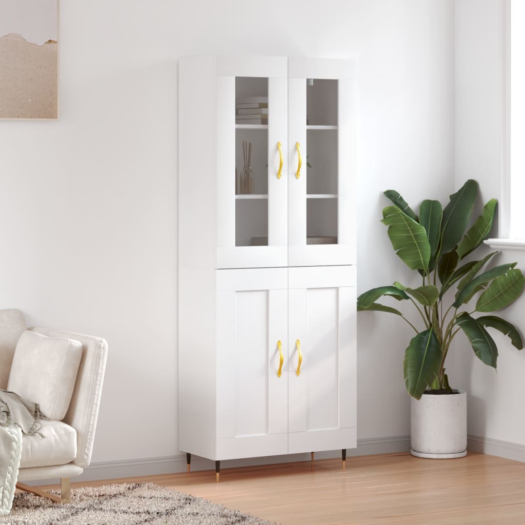 Visoka komoda bijela 69,5x34x180 cm konstruirano drvo