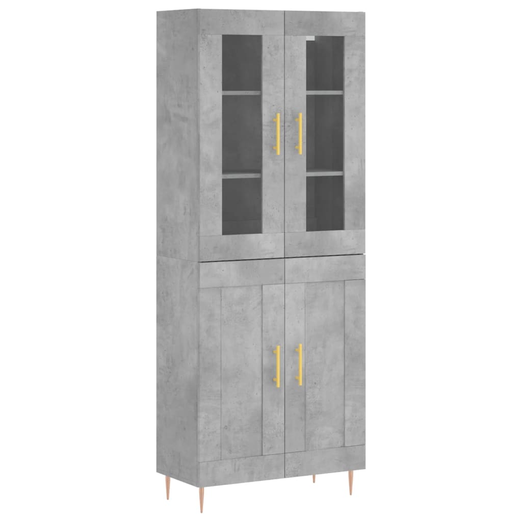 Visoka komoda siva betona 69,5x34x180 cm od konstruiranog drva