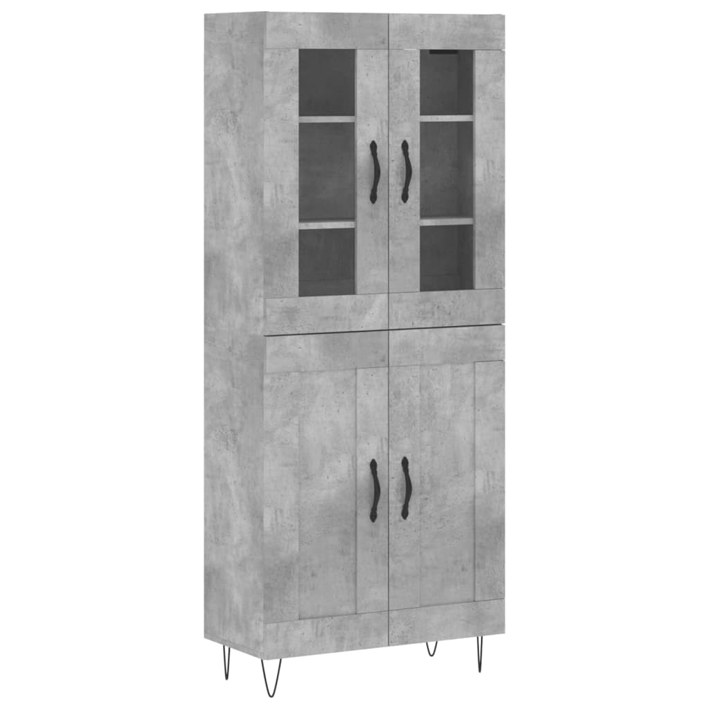 Visoka komoda siva betona 69,5x34x180 cm od konstruiranog drva