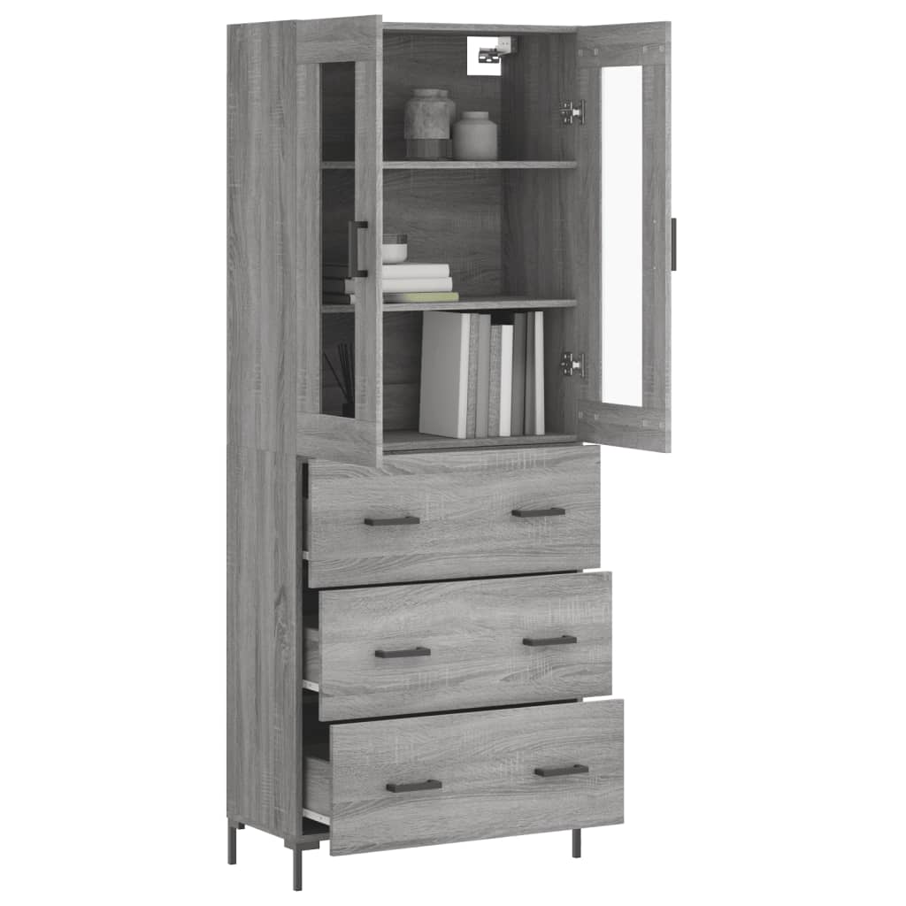 Visoka komoda siva sonome 69,5x34x180 cm od konstruiranog drva