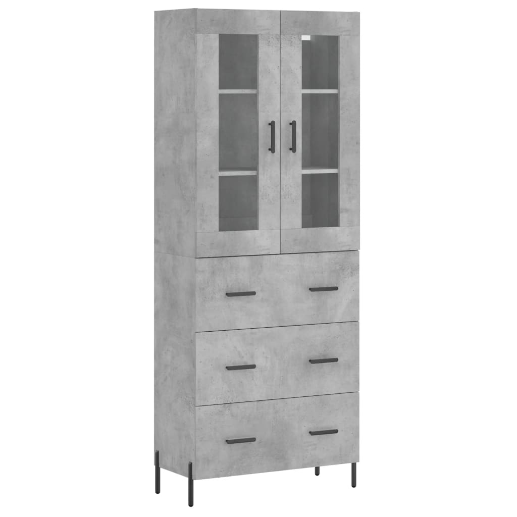 Visoka komoda siva betona 69,5x34x180 cm od konstruiranog drva