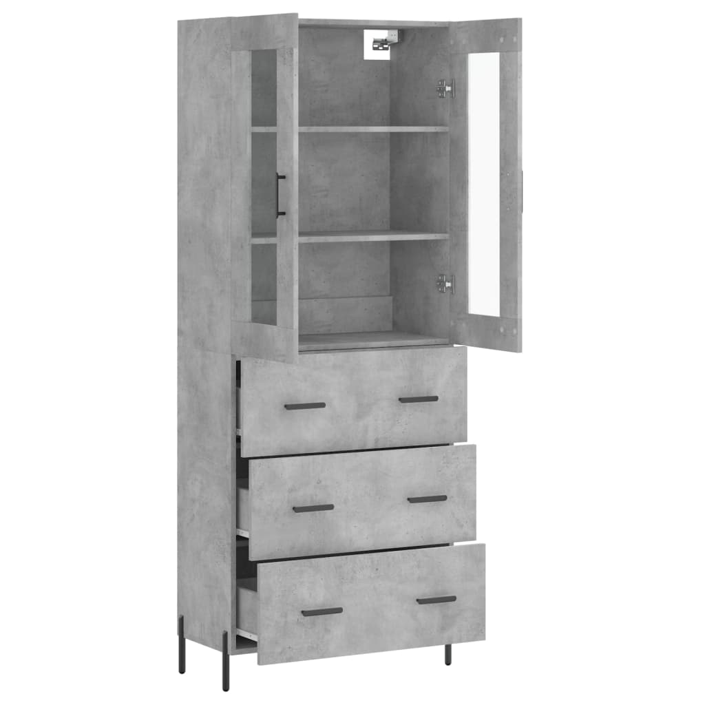 Visoka komoda siva betona 69,5x34x180 cm od konstruiranog drva