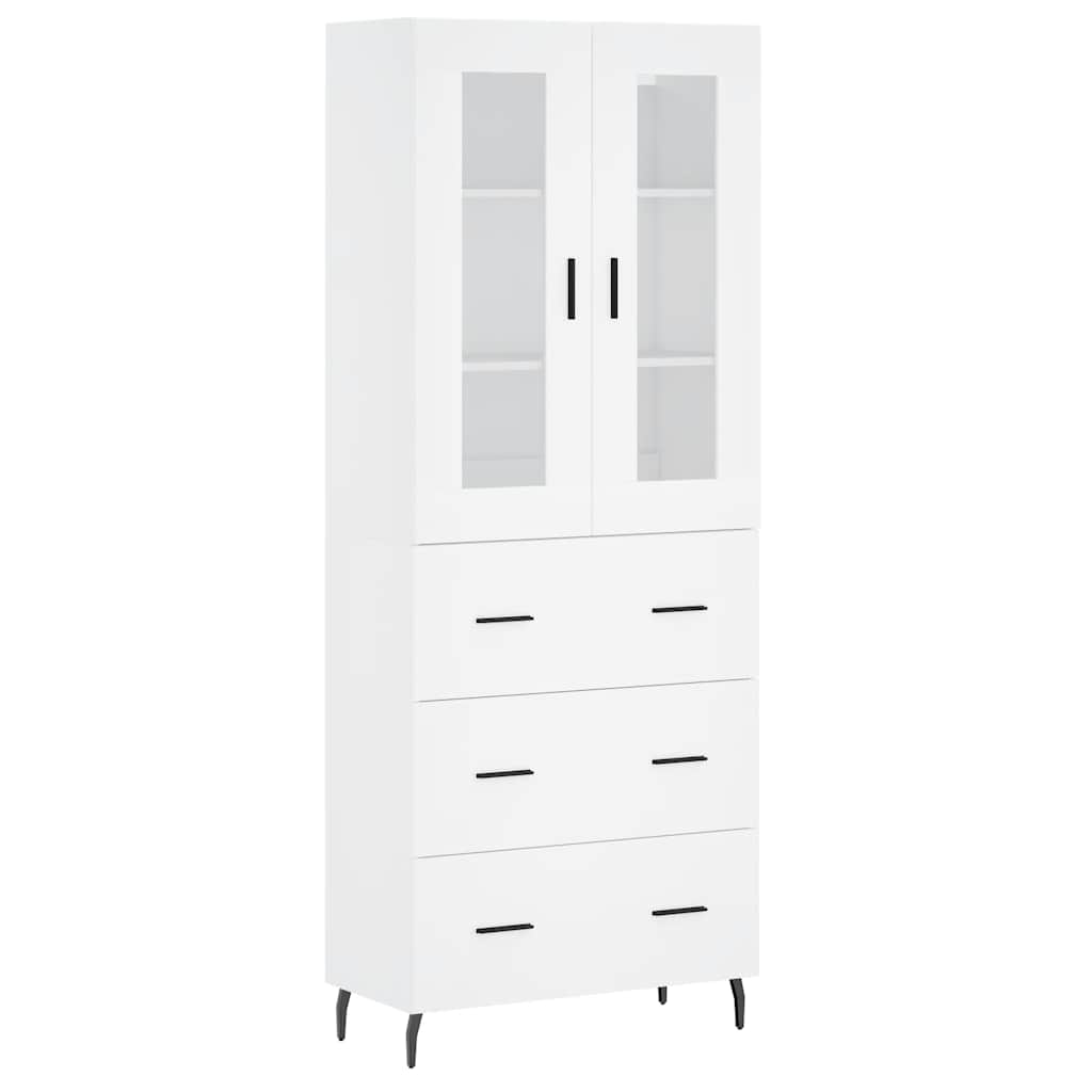 Visoka komoda bijela 69,5x34x180 cm konstruirano drvo
