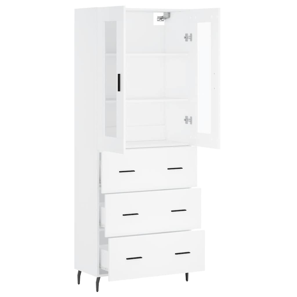 Visoka komoda bijela 69,5x34x180 cm konstruirano drvo