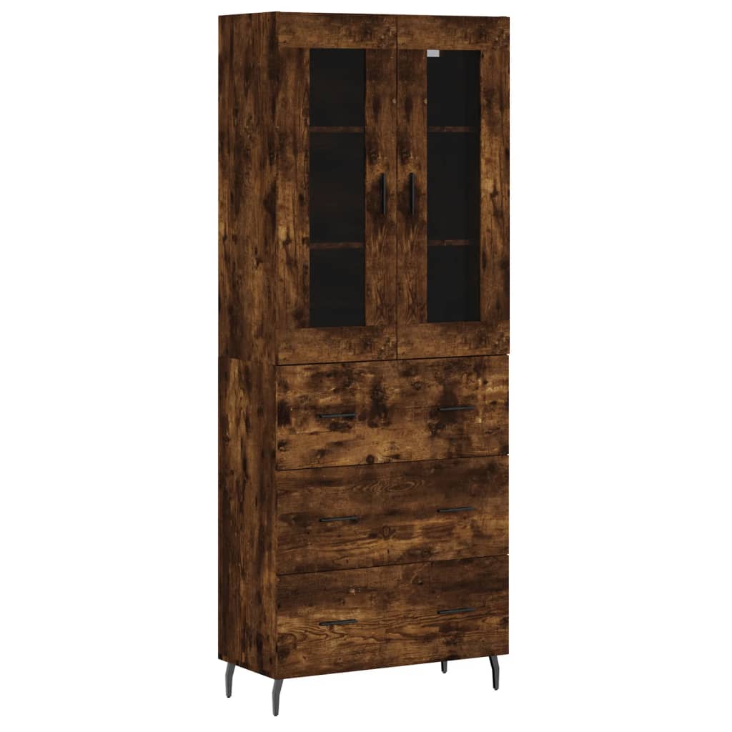 Visoka komoda dimljeni hrast 69,5x34x180 cm konstruiranog drva