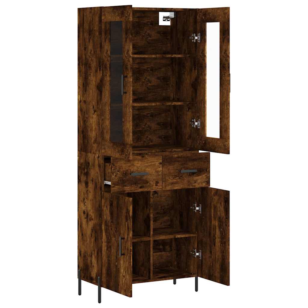Visoka komoda dimljeni hrast 69,5x34x180 cm konstruiranog drva