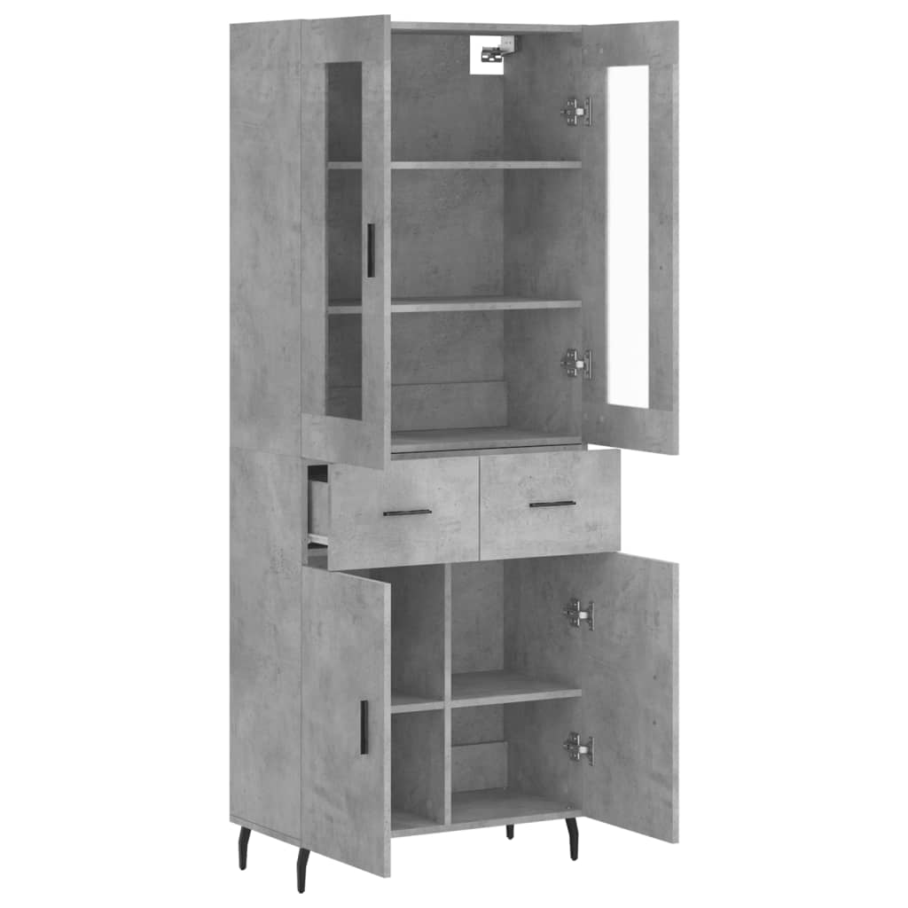Visoka komoda siva betona 69,5x34x180 cm od konstruiranog drva