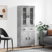Visoka komoda siva betona 69,5x34x180 cm od konstruiranog drva