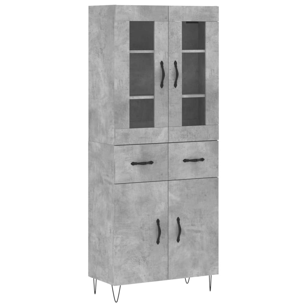Visoka komoda siva betona 69,5x34x180 cm od konstruiranog drva