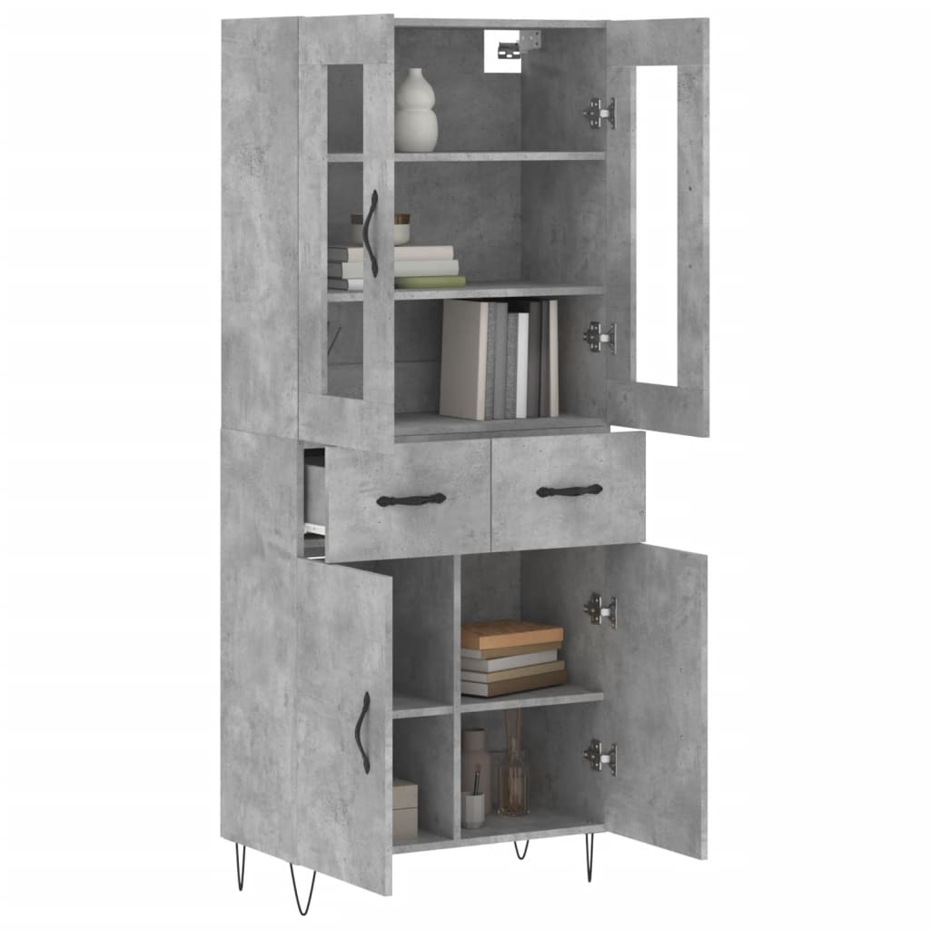 Visoka komoda siva betona 69,5x34x180 cm od konstruiranog drva