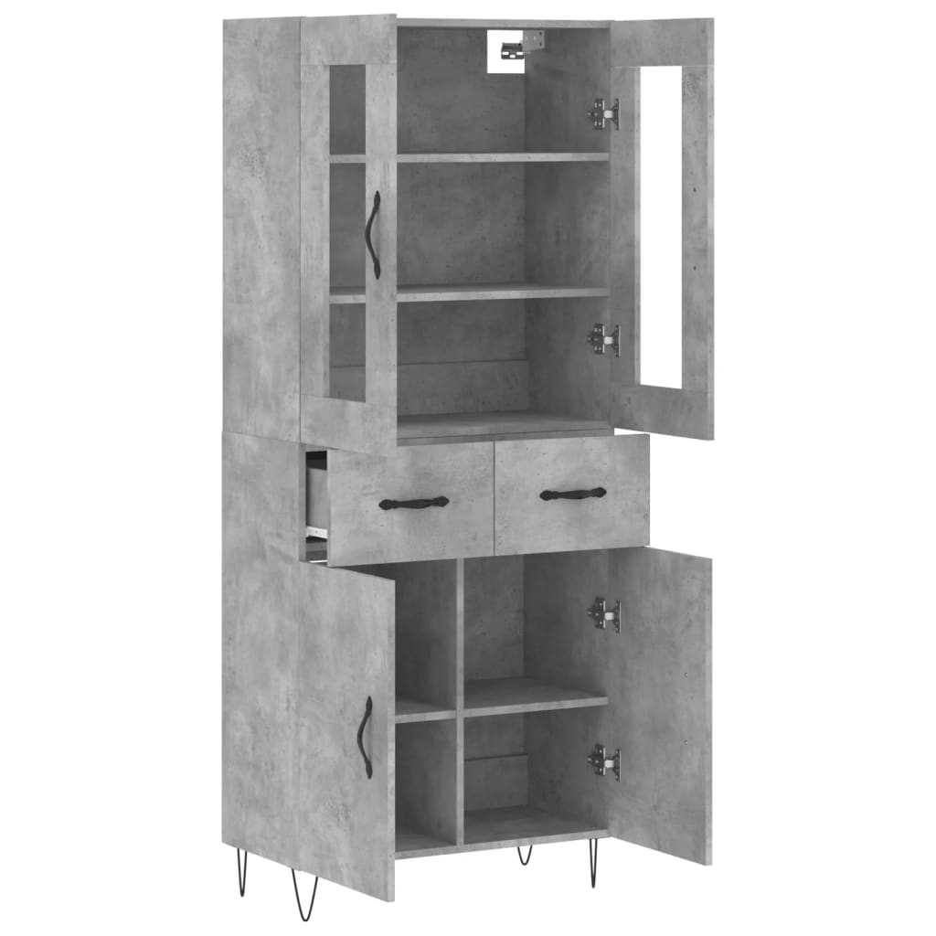 Visoka komoda siva betona 69,5x34x180 cm od konstruiranog drva