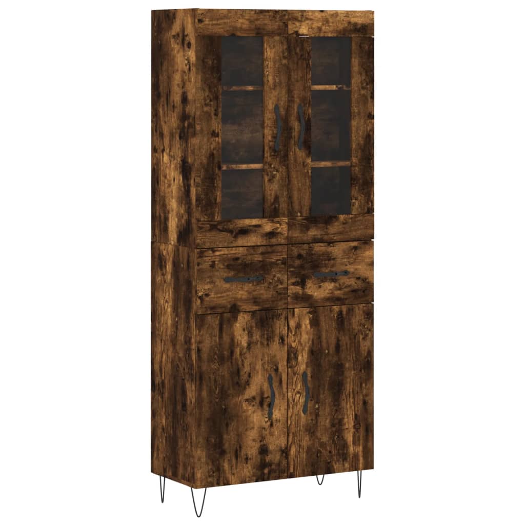 Visoka komoda dimljeni hrast 69,5x34x180 cm konstruiranog drva