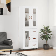 Visoka komoda bijela 69,5x34x180 cm konstruirano drvo