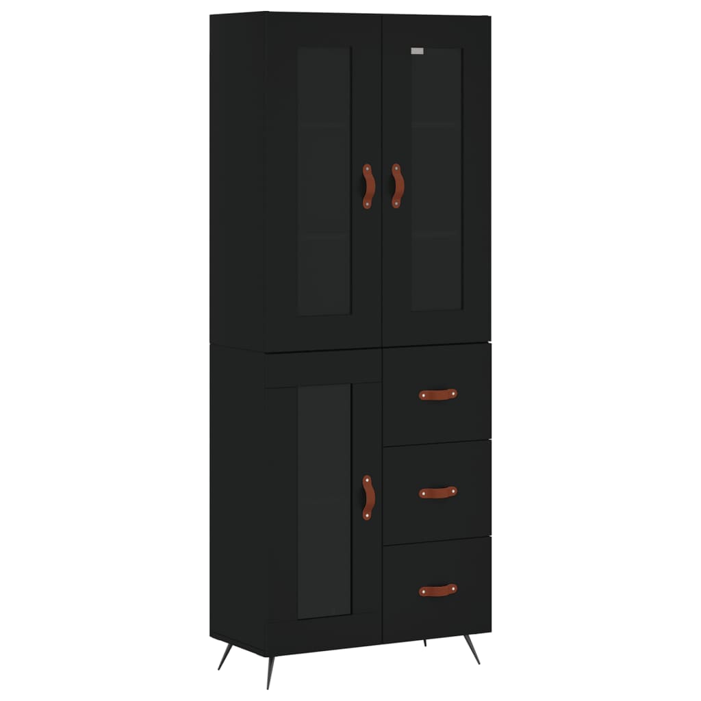 Visoka komoda crni 69,5x34x180 cm konstruirano drvo