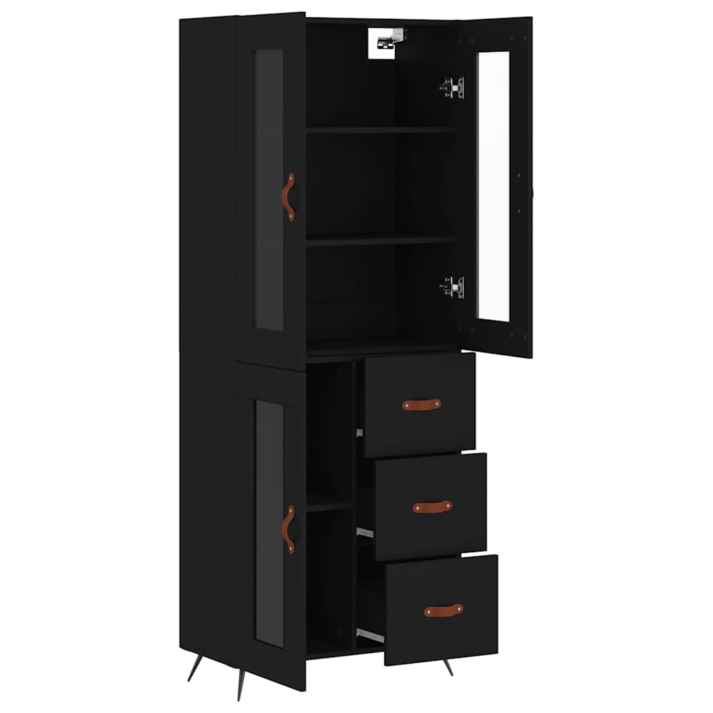 Visoka komoda crni 69,5x34x180 cm konstruirano drvo