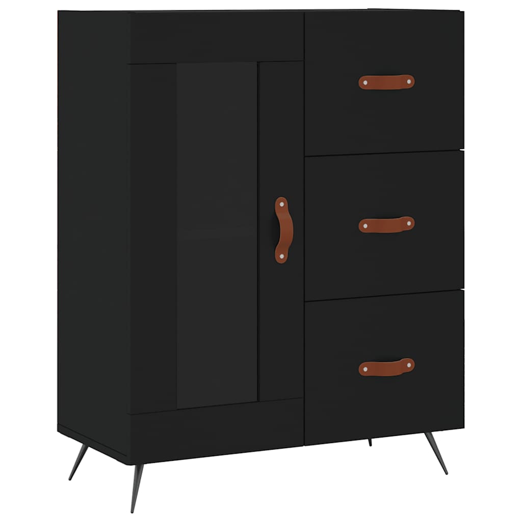 Visoka komoda crni 69,5x34x180 cm konstruirano drvo