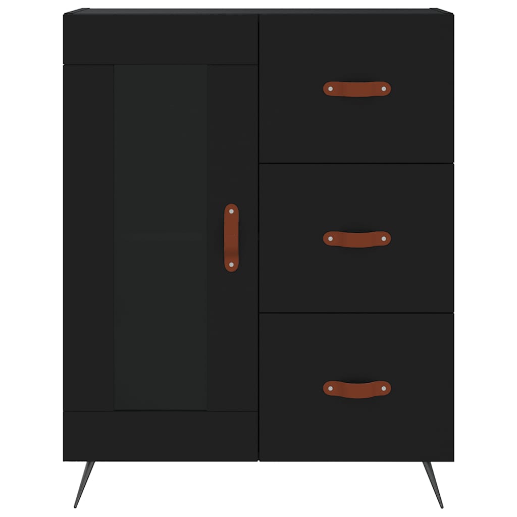Visoka komoda crni 69,5x34x180 cm konstruirano drvo