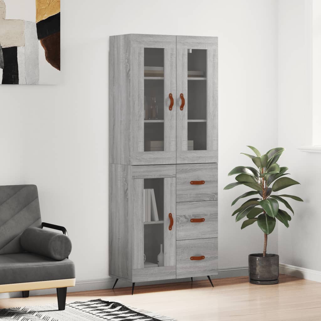 Visoka komoda siva sonome 69,5x34x180 cm od konstruiranog drva