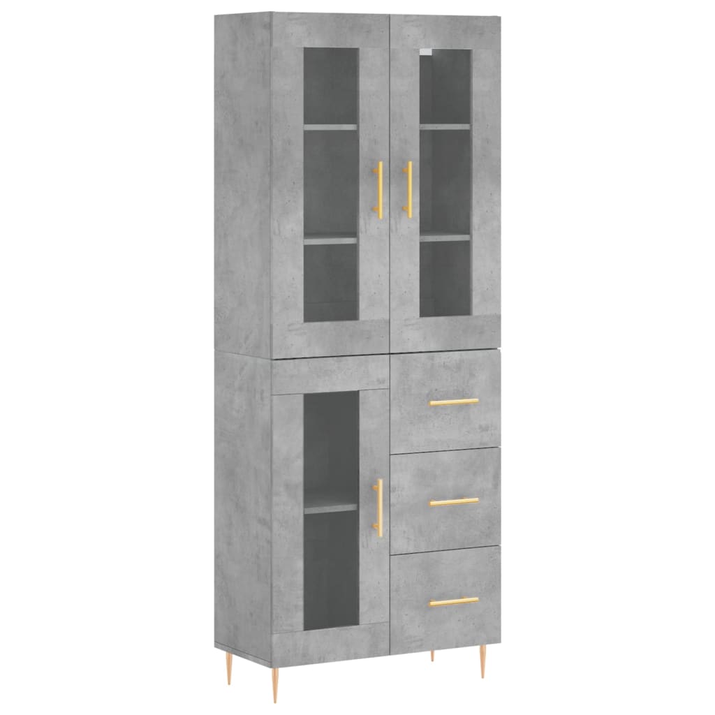 Visoka komoda siva betona 69,5x34x180 cm od konstruiranog drva