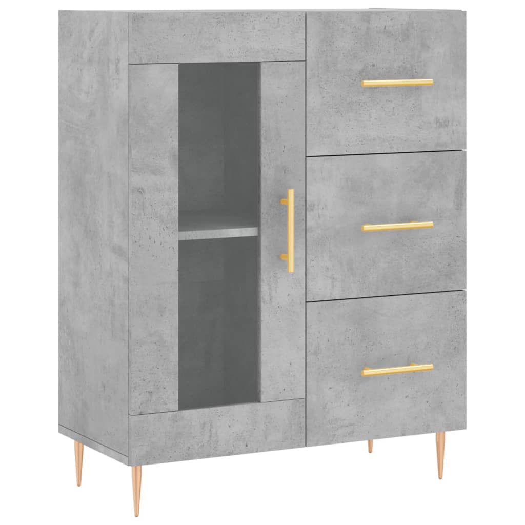 Visoka komoda siva betona 69,5x34x180 cm od konstruiranog drva
