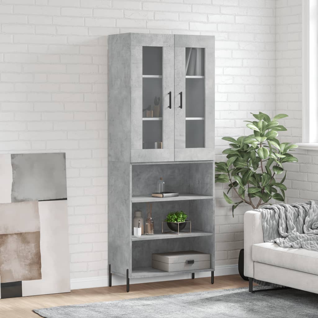 Visoka komoda siva betona 69,5x34x180 cm od konstruiranog drva