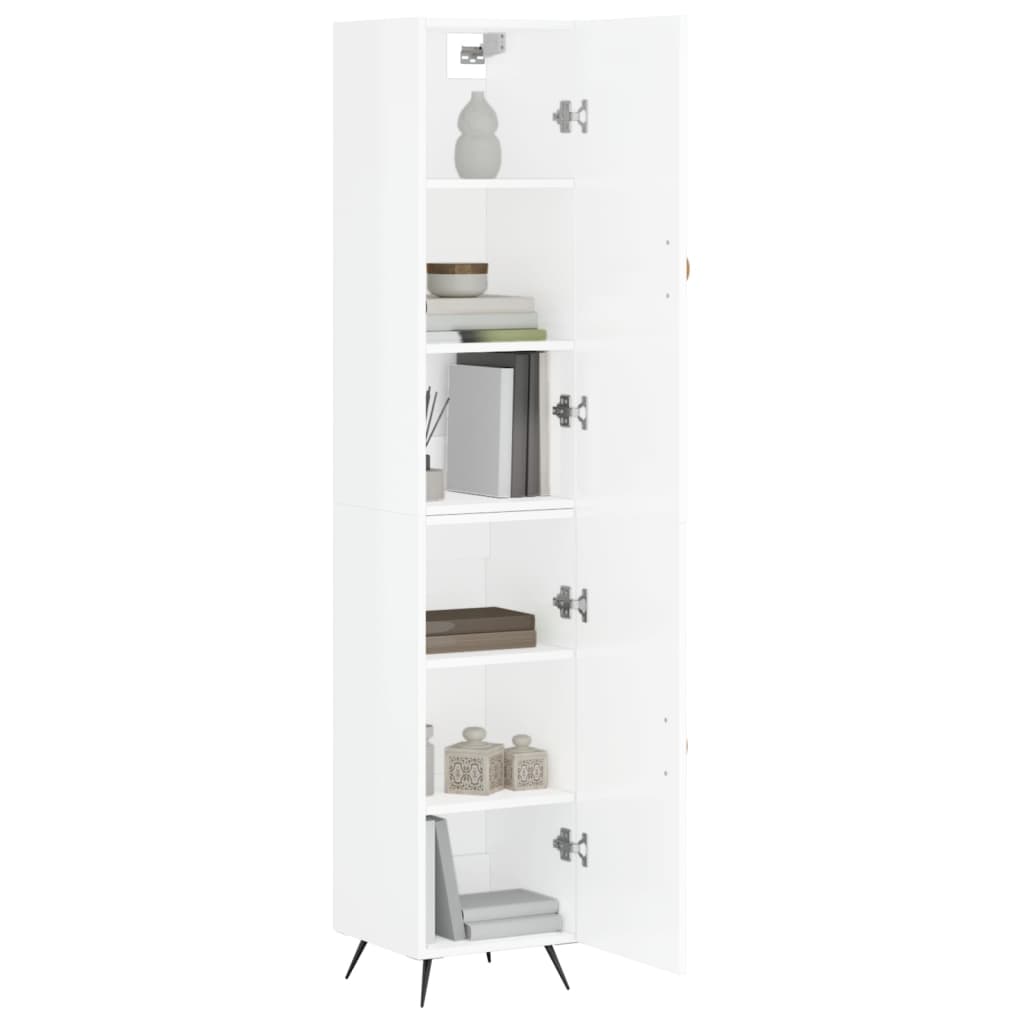Visoka komoda sjajna bijela 34,5x34x180 cm konstruirano drvo