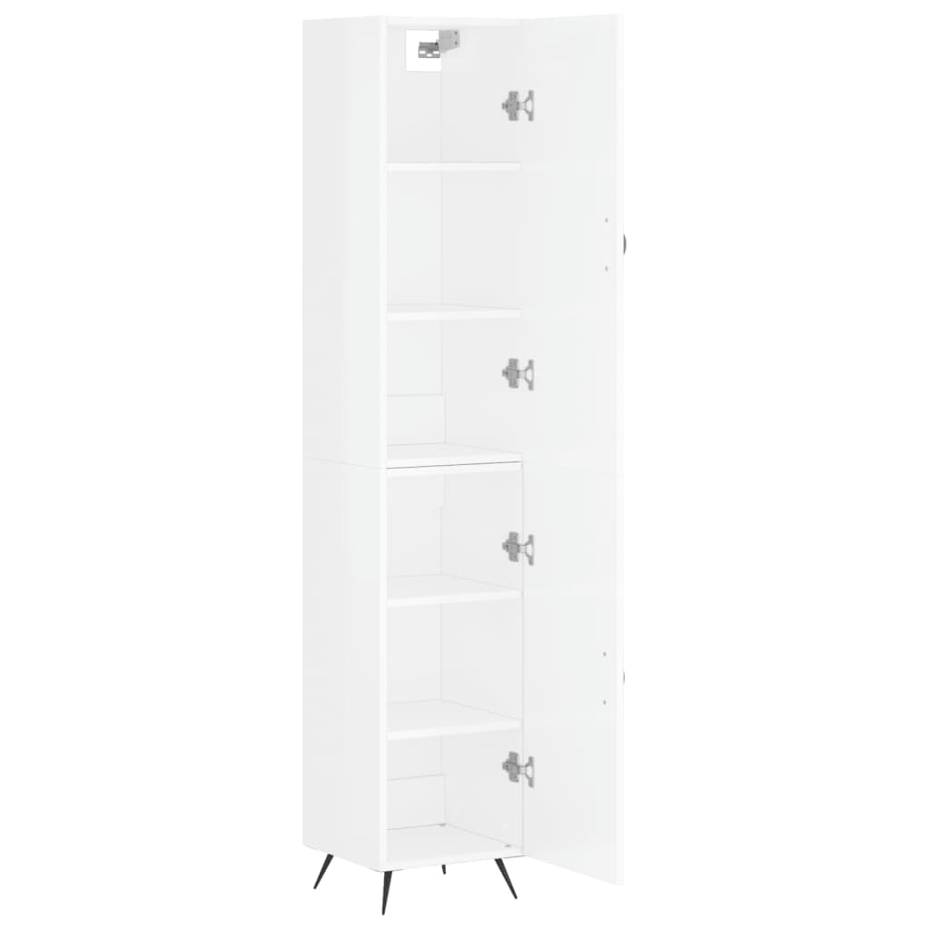Visoka komoda sjajna bijela 34,5x34x180 cm konstruirano drvo