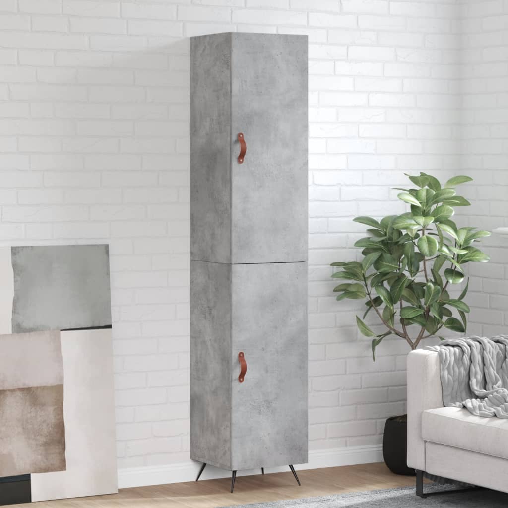 Visoka komoda siva betona 34,5x34x180 cm od konstruiranog drva