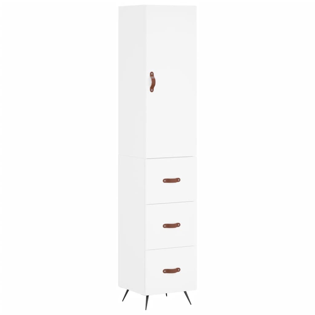 Visoka komoda bijeli 34,5x34x180 cm od konstruiranog drva