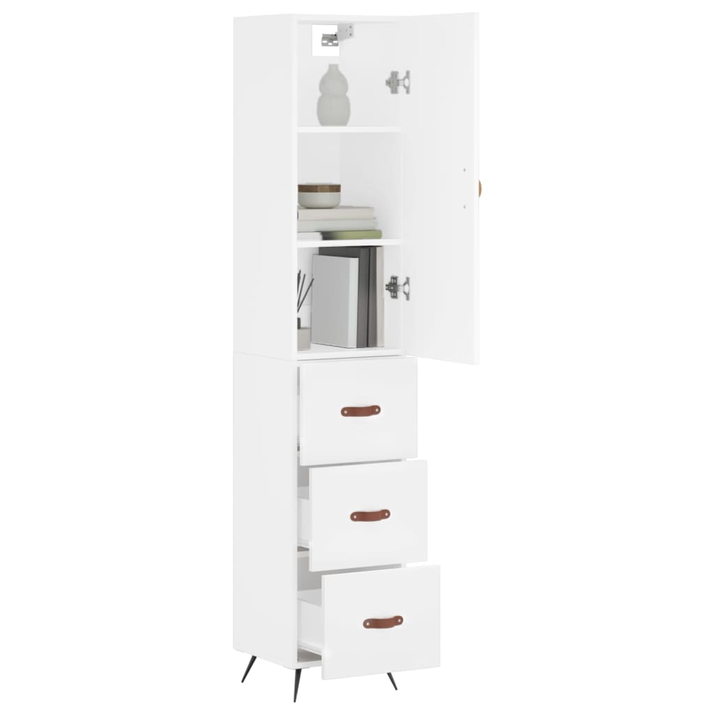 Visoka komoda bijeli 34,5x34x180 cm od konstruiranog drva