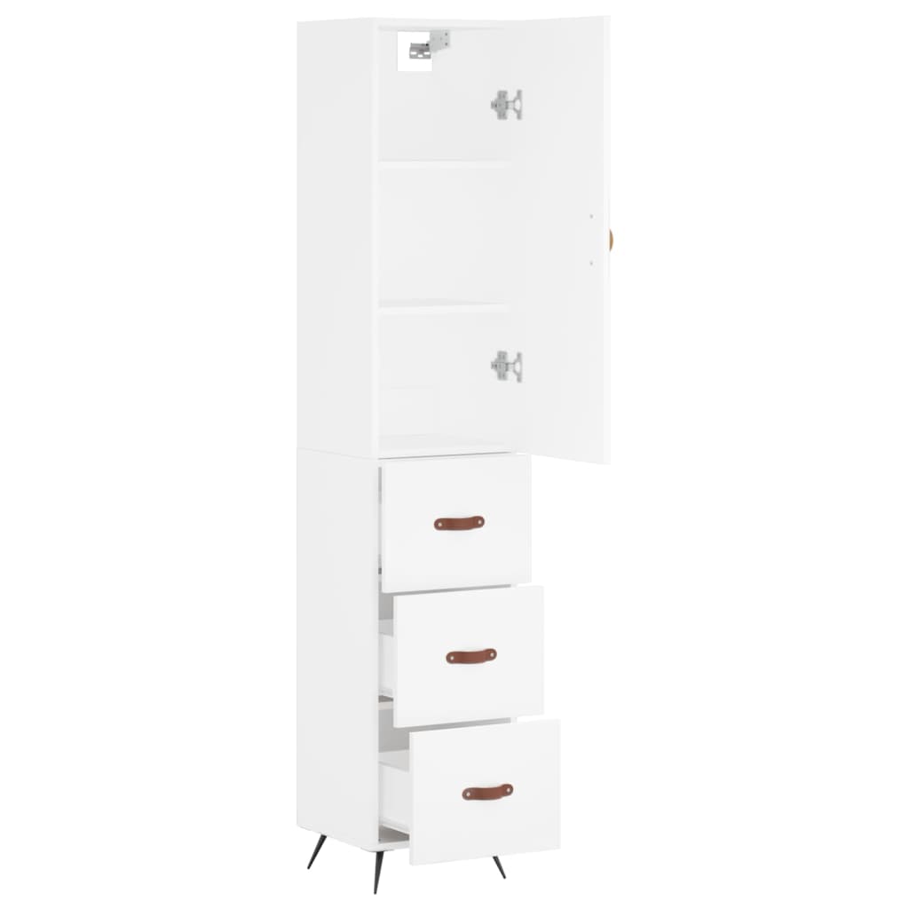 Visoka komoda bijeli 34,5x34x180 cm od konstruiranog drva