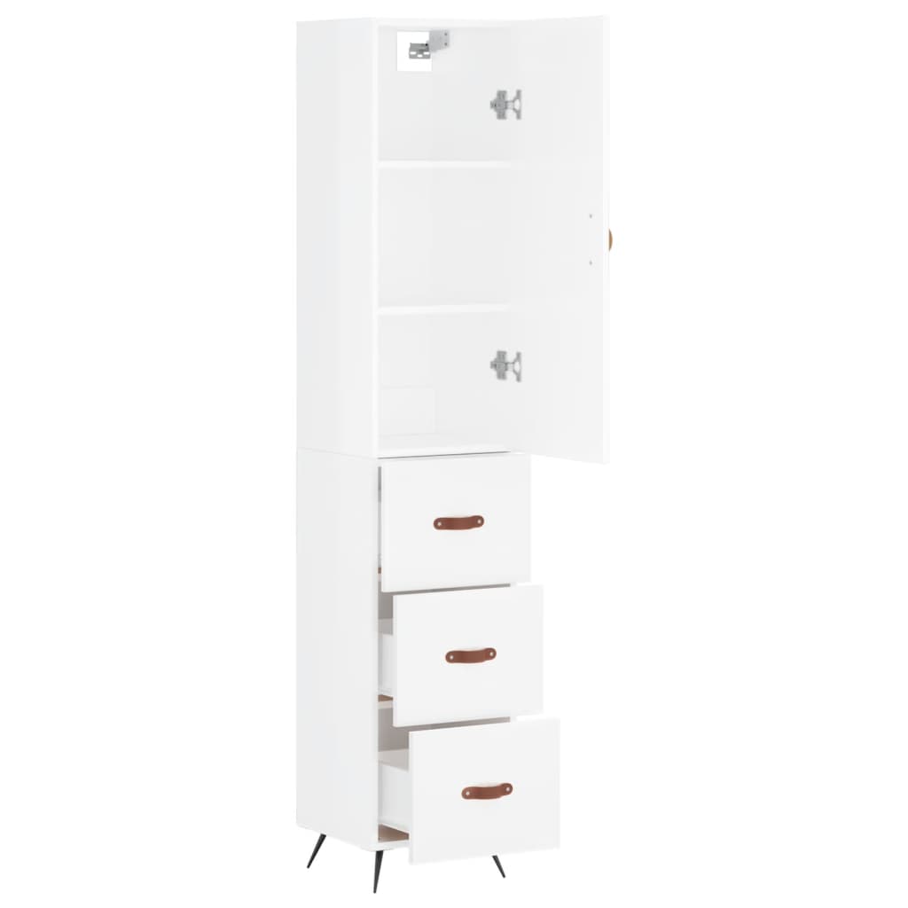 Visoka komoda sjajna bijela 34,5x34x180 cm konstruirano drvo
