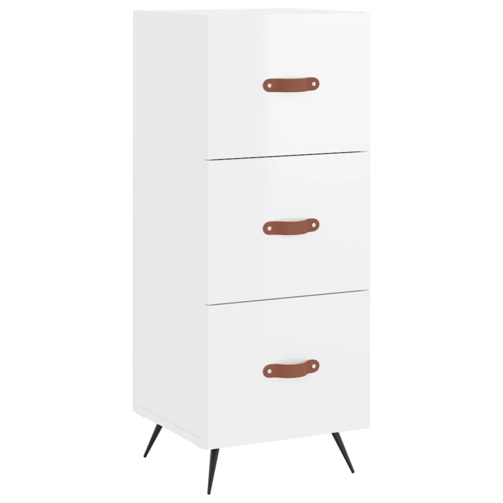Visoka komoda sjajna bijela 34,5x34x180 cm konstruirano drvo