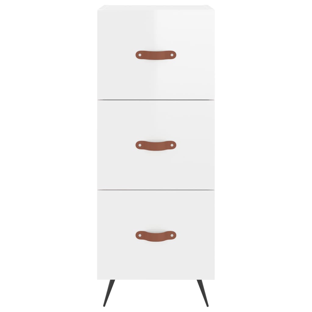 Visoka komoda sjajna bijela 34,5x34x180 cm konstruirano drvo